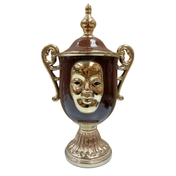 Tibor/Trofeo Porcelana Oya 54 x 31 cm Mascara (Marron con dorado) 22 in